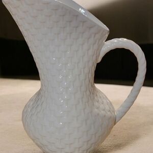 Anthropologie White Textured Ceramic Pitcher